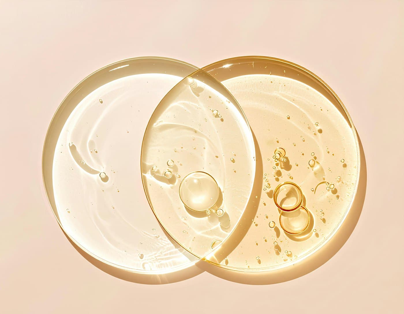 Macro shot of a clear serum gel, illustrating a thoughtful, minimal routine